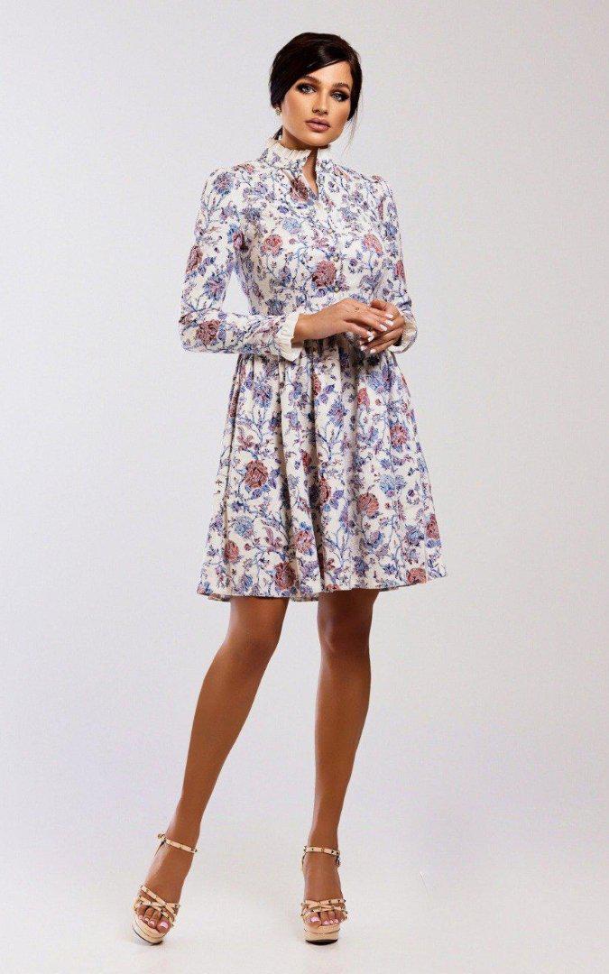 SARI | White Dress with Flowers Pattern | Tatiana Tretyak Brand